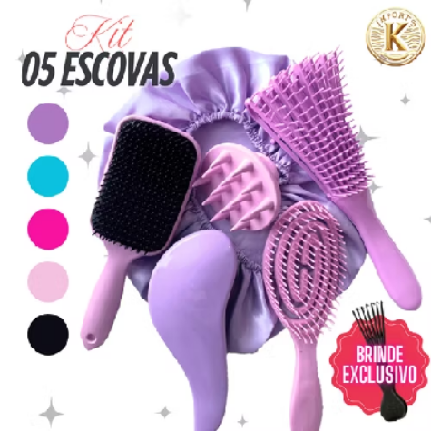 💇‍♀️ Escovas de Cabelo + Touca de cetim
