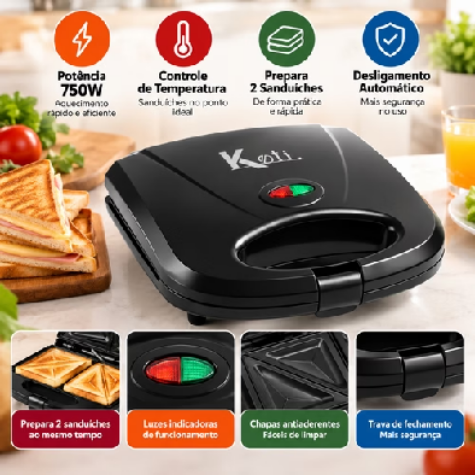 🥪 Sanduicheira Grill Elétrica