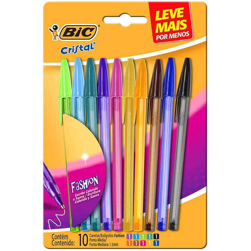 🎨 Caneta BIC Cristal Fashion – Estilo e Escrita! 🖊️